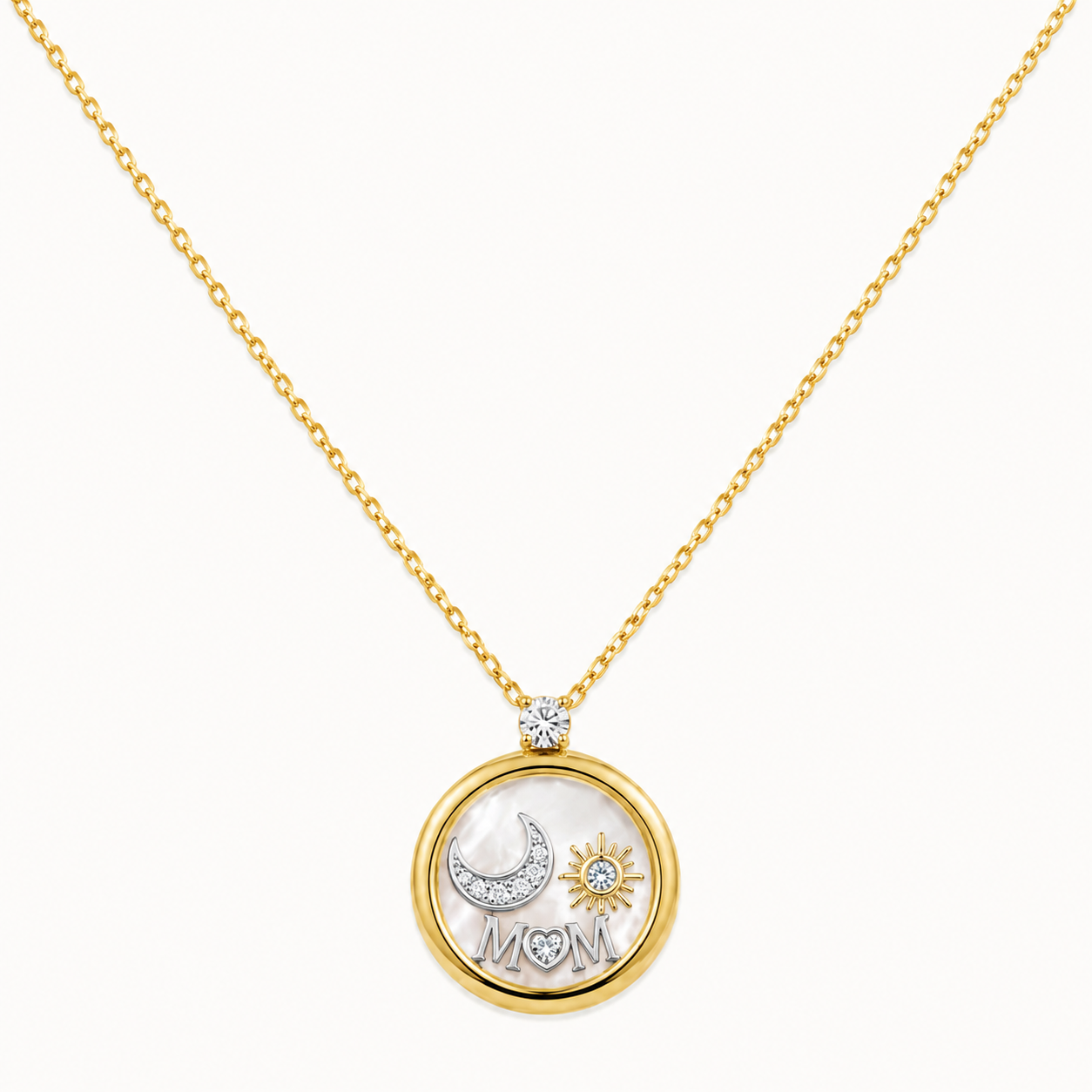 Celestial Mom Symbol Pendant Gold Necklace - gold symbolic mom pendant necklace gifting jewellery