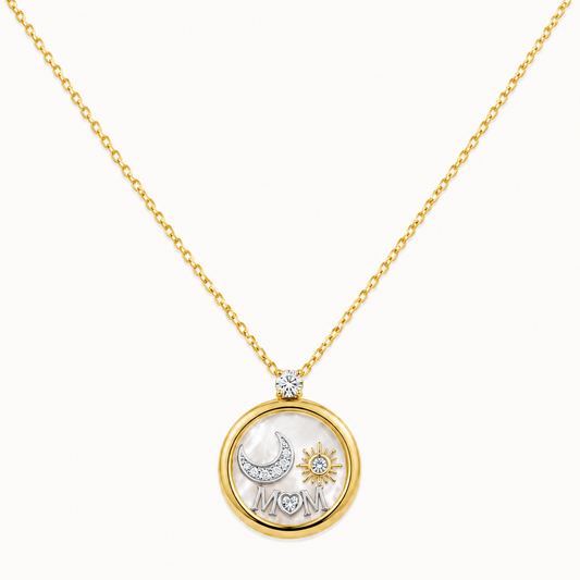 Celestial Mom Symbol Pendant Gold Necklace - gold symbolic mom pendant necklace gifting jewellery