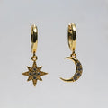 Celestial Moon Star Huggie Earrings