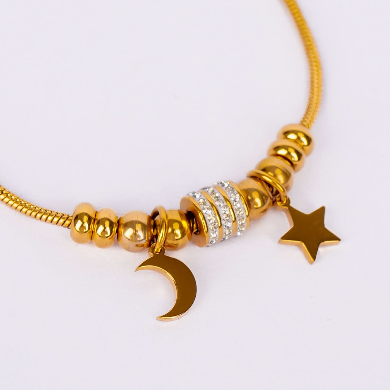 Celestial Moonlight Snake Chain Star Bracelet - snake chain star moon zircon charm bracelet for women-2