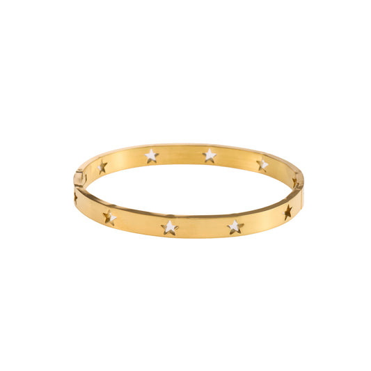 Celestial Pentagram Rhinestone Gold Bracelet - rhinestone pentagram star charm gold bracelet for women-3