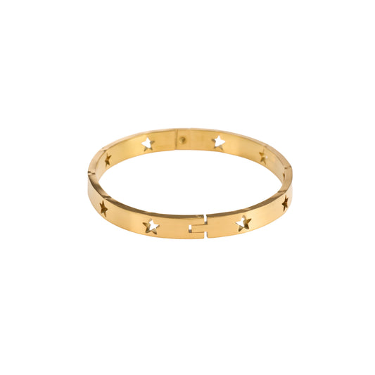 Celestial Pentagram Rhinestone Gold Bracelet - rhinestone pentagram star charm gold bracelet for women-5
