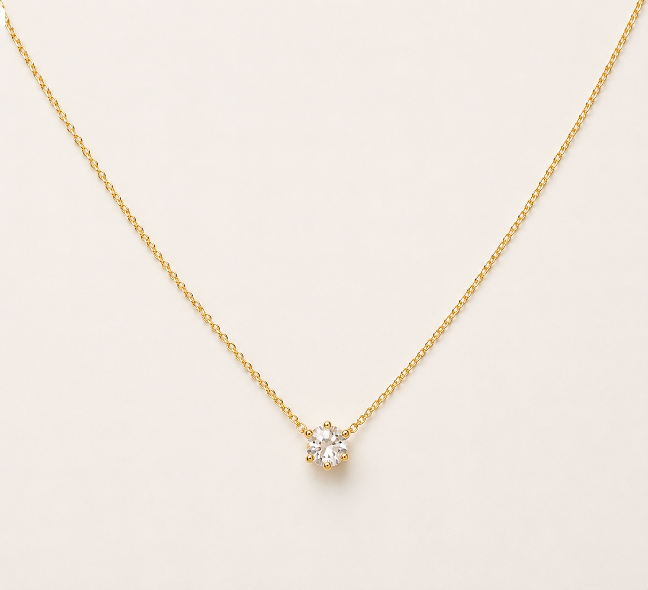 Celestial Solitaire CZ Spark Pendant Necklace - minimalist solitaire CZ pendant fine chain necklace for women
