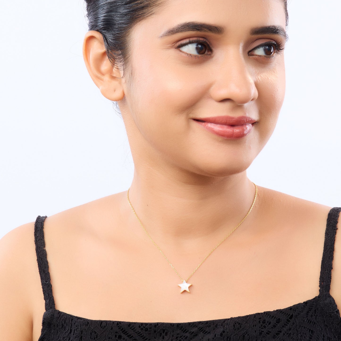 Celestial Star Moon Floral Charm Necklace - gold star moon floral charm pendant necklace for women-3