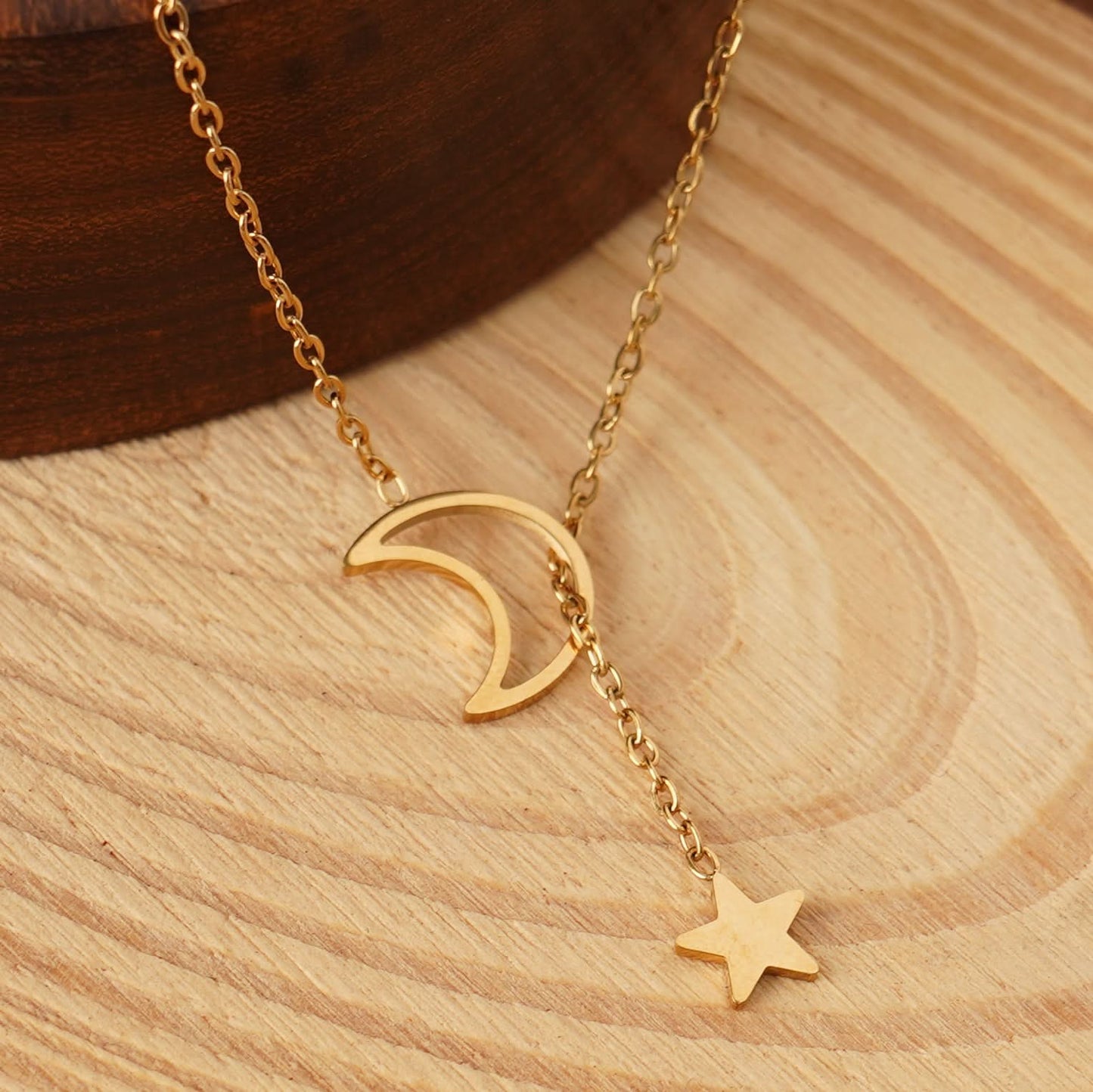 Celestial Star Moon Vintage Charm Necklace - gold vintage star moon charm pendant necklace for women-5