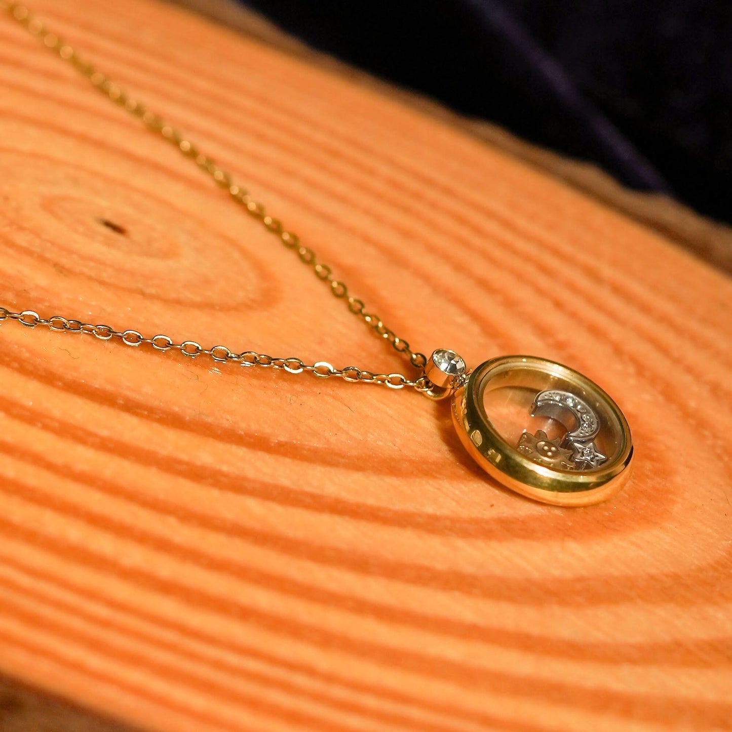 Celestial Sun Star Moon Retro Rhinestone Necklace - gold retro sun star moon charm rhinestone necklace for women-6