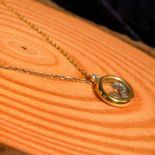 Celestial Sun Star Moon Retro Rhinestone Necklace - gold retro sun star moon charm rhinestone necklace for women-6