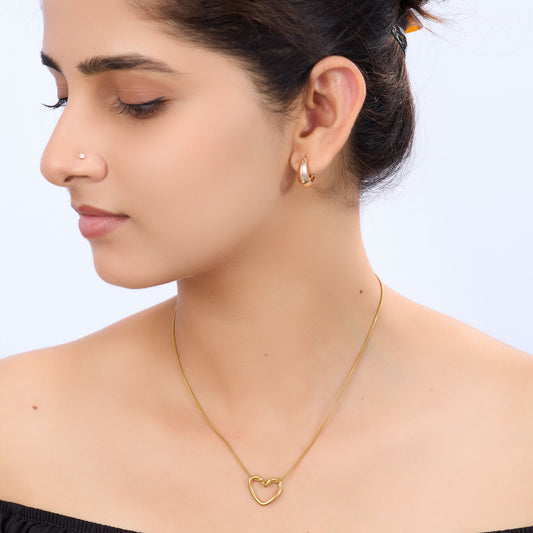 Chic Minimal Open Heart Pendant Necklace - minimal gold open heart outline pendant necklace for women-5