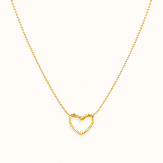 Chic Minimal Open Heart Pendant Necklace - minimal gold open heart outline pendant necklace for women
