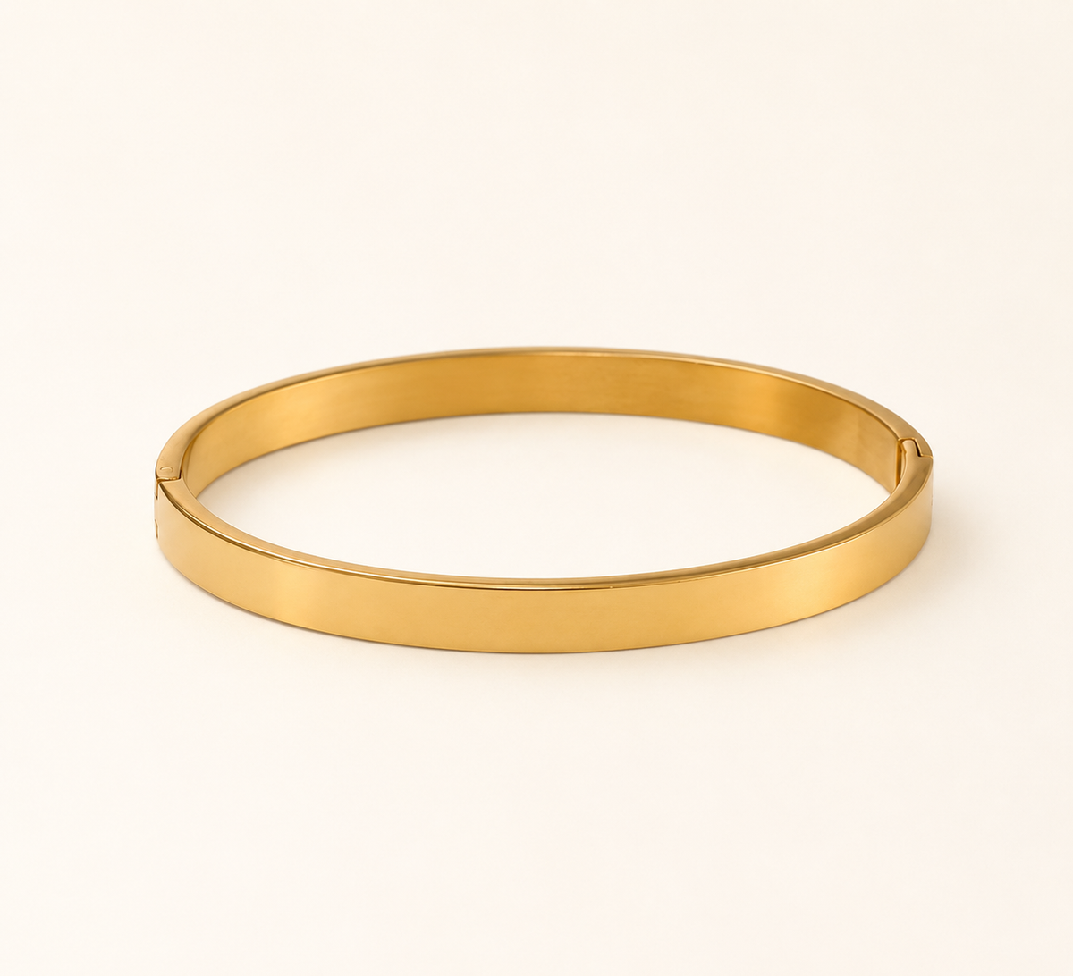 Classic feminine solid gold bangle with elegant pattern and adjustable chain closure-2