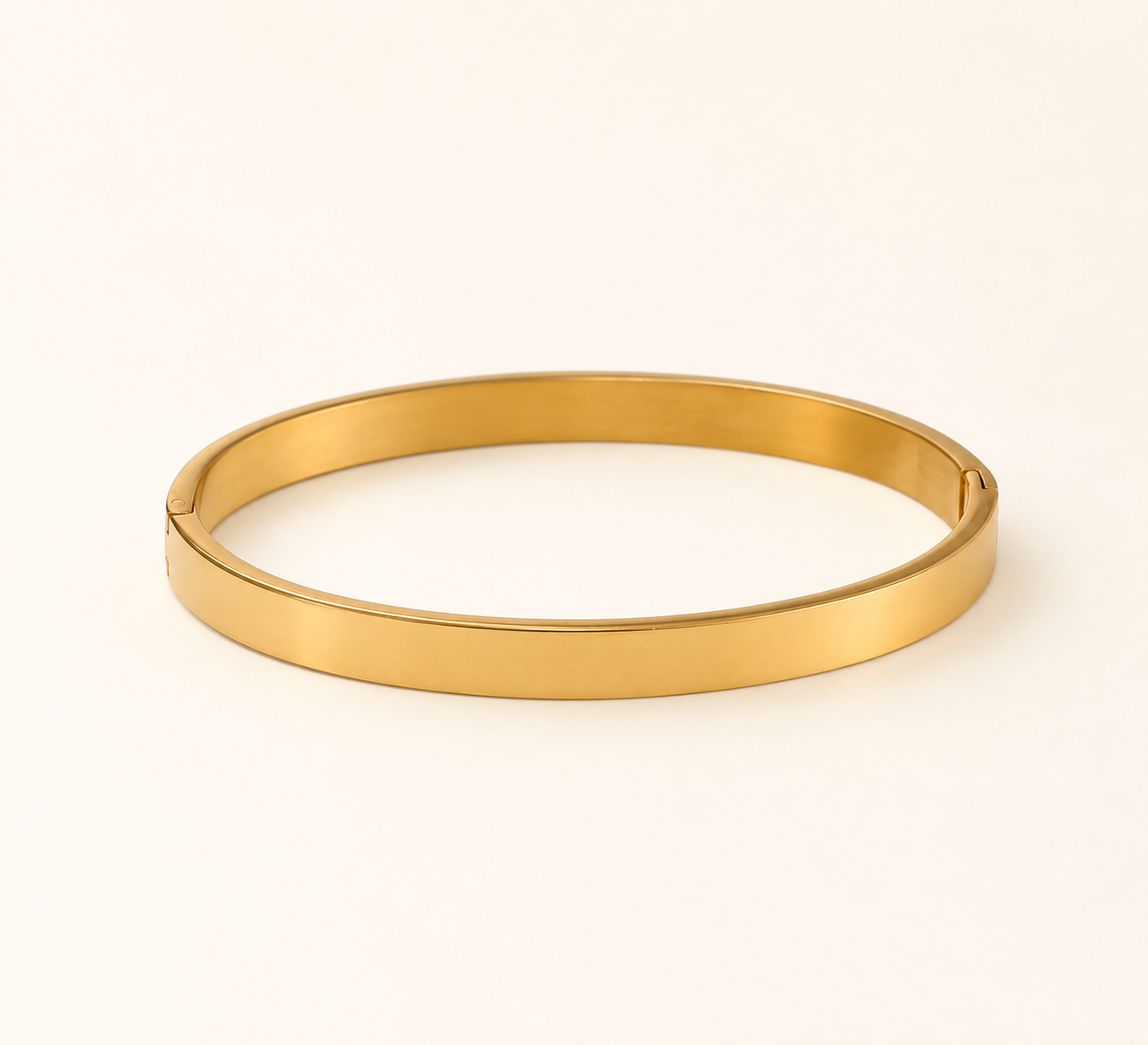 Classic feminine solid gold bangle with elegant pattern and adjustable chain closure-2
