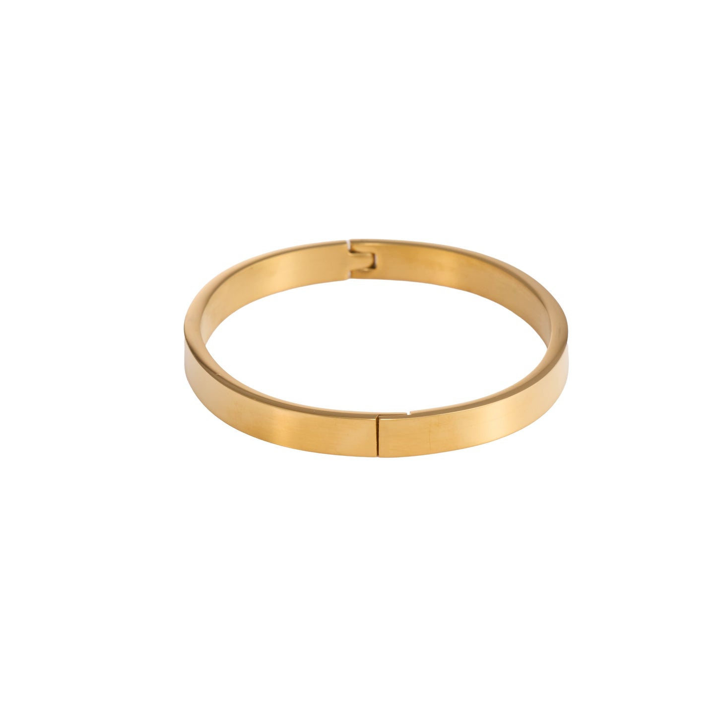 Classic feminine solid gold bangle with elegant pattern and adjustable chain closure-5