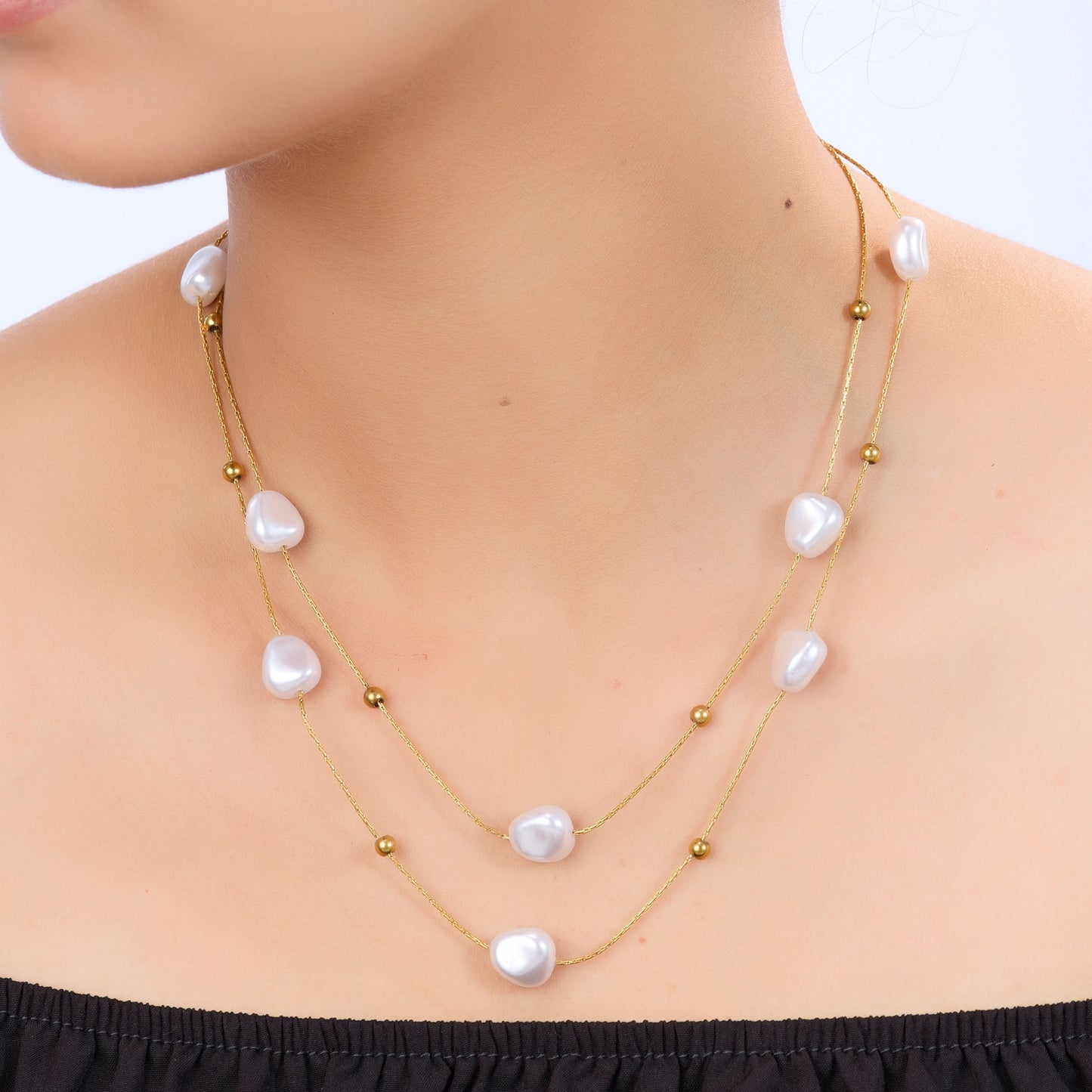 Classic pearl-style bead gold pendant necklace inspired by evergreen pearl elegance-2