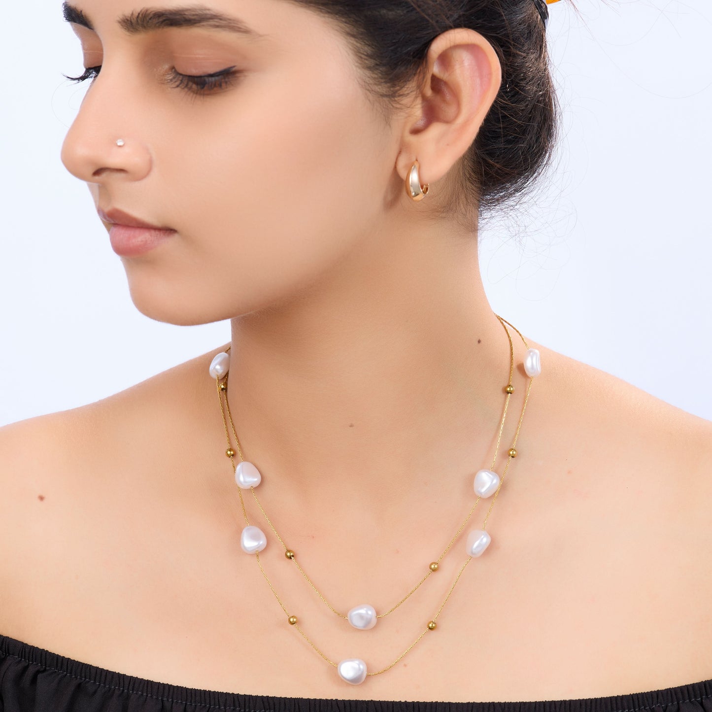 Classic pearl-style bead gold pendant necklace inspired by evergreen pearl elegance-3