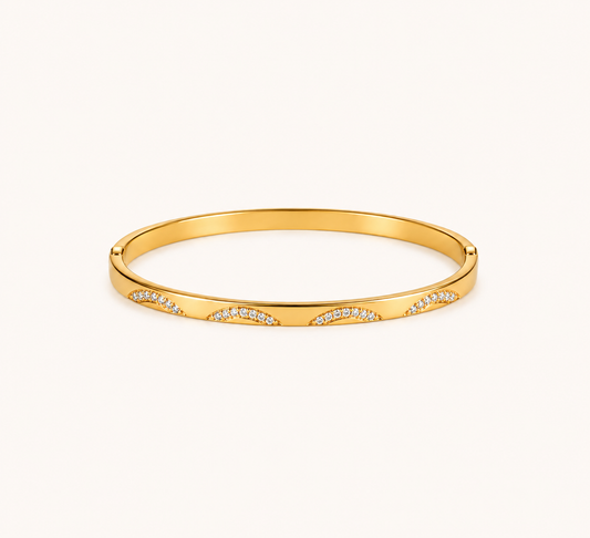 Classic radiance solid gold bangle with flawless gold-tone finish, waterproof and stackable-2