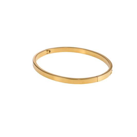 Classic radiance solid gold bangle with flawless gold-tone finish, waterproof and stackable-3