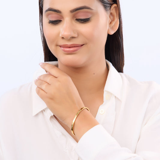 Classic radiance solid gold bangle with flawless gold-tone finish, waterproof and stackable-5