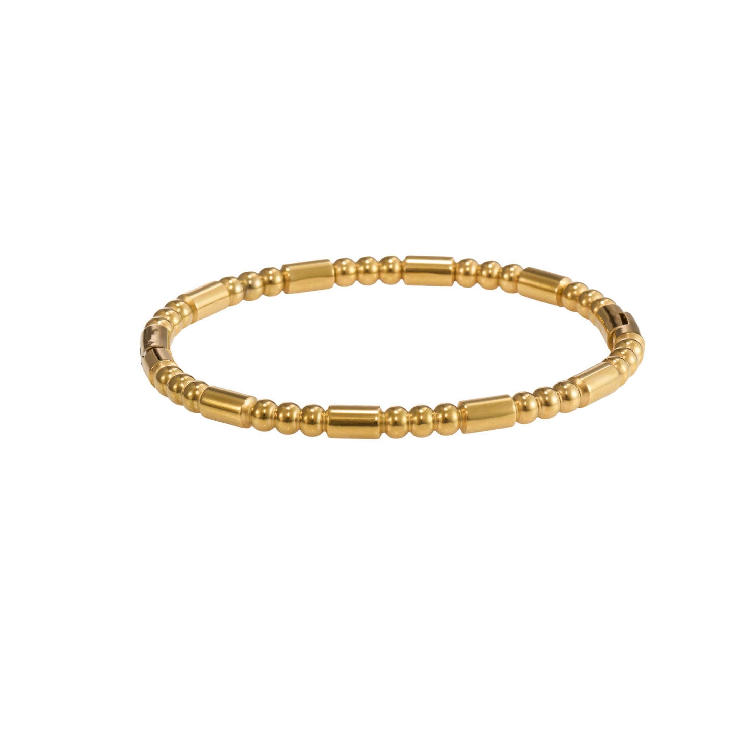 Classic slim solid gold bangle with lobster clasp and glossy gold-tone finish-4