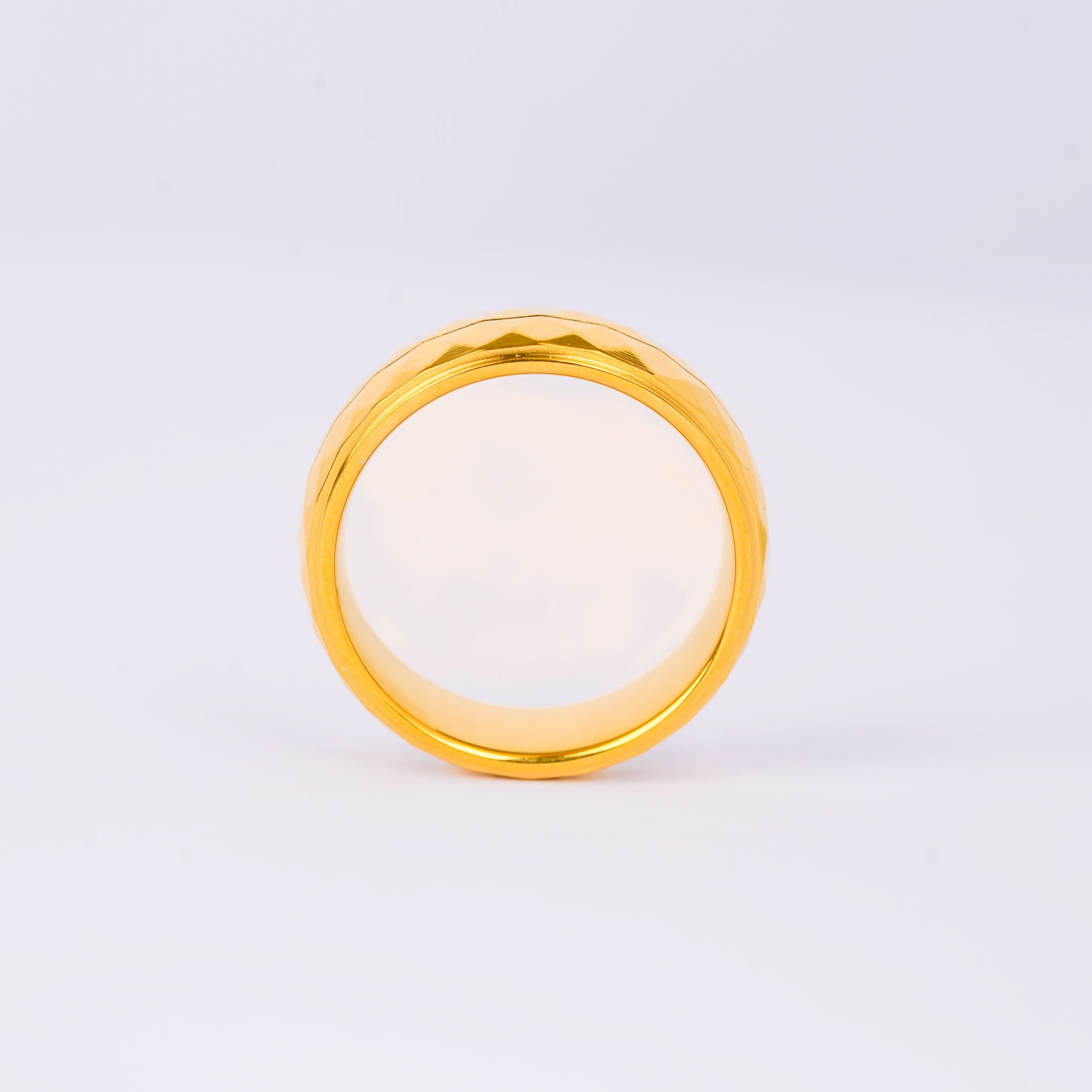 Classic smooth gold band ring with center line detail in 18K gold-plated stainless steel-2