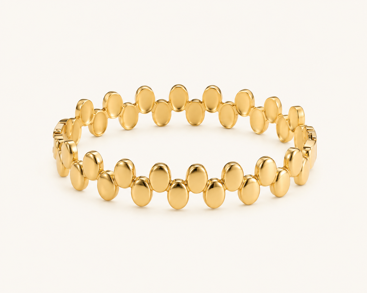 Classic smooth minimal gold bangle with clean polished surface for daily and traditional wear