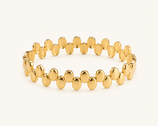 Classic smooth minimal gold bangle with clean polished surface for daily and traditional wear