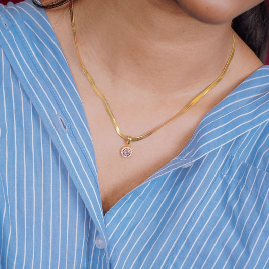 Classic smooth round minimalist gold pendant necklace for daily and office wear-2