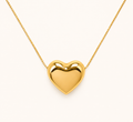 Classic Soft Heart Pendant Polished Gold Necklace