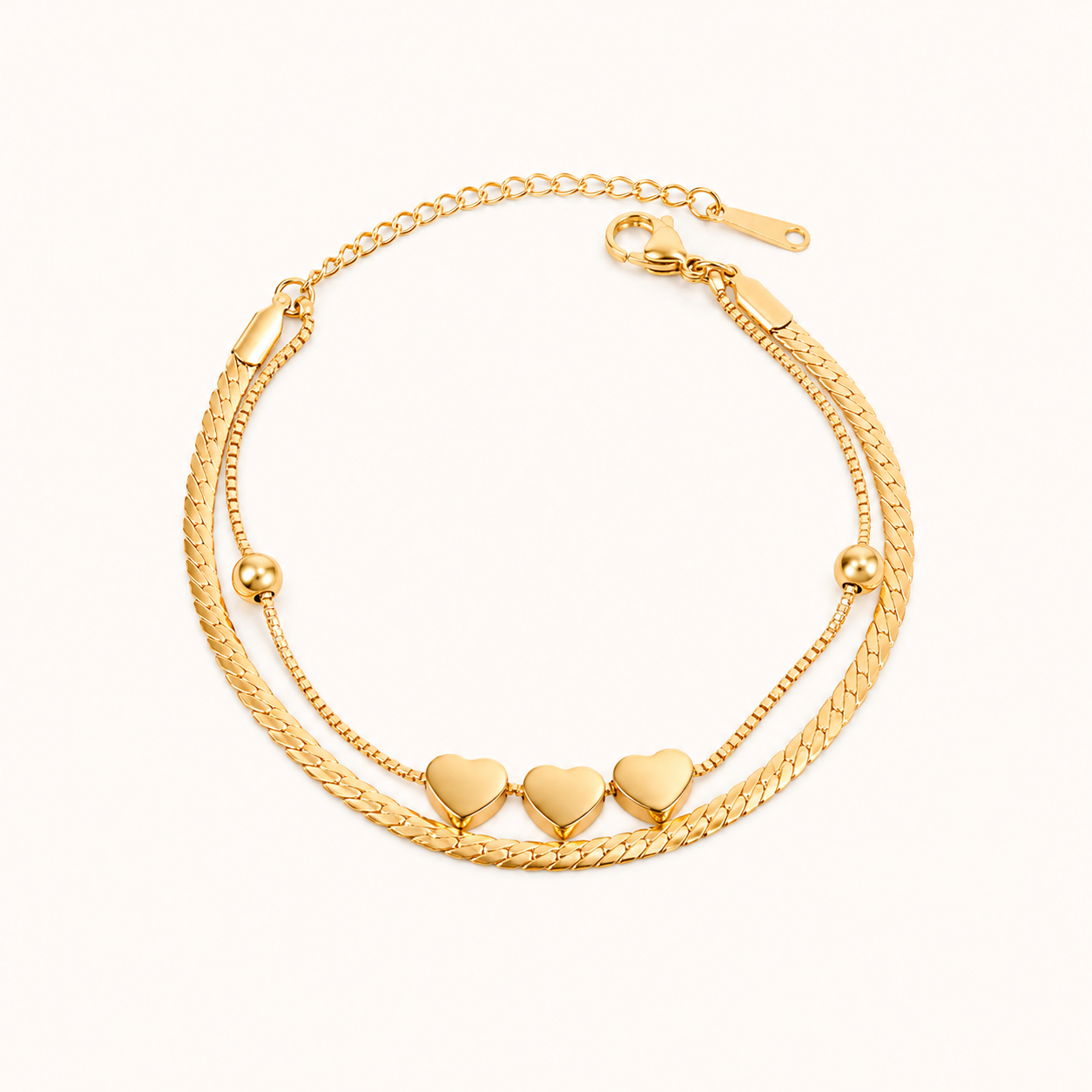 Classic solid gold titanium finish bracelet with high-shine surface and adjustable clasp-2
