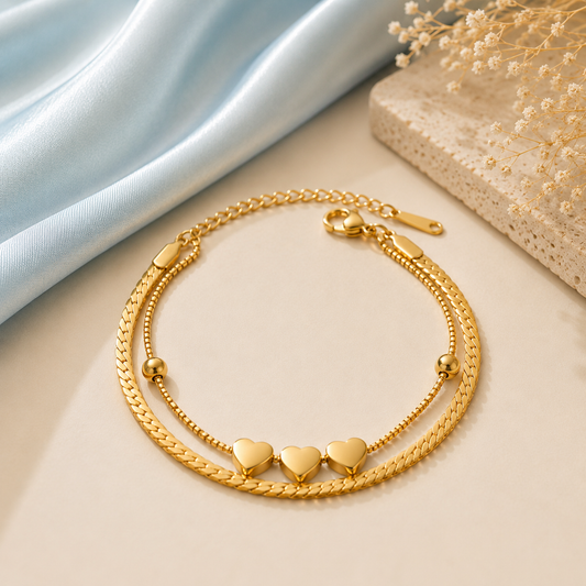 Classic solid gold titanium finish bracelet with high-shine surface and adjustable clasp-5