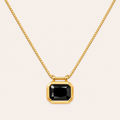 Classic Square Stone Pendant Gold Chain Necklace
