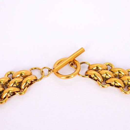 Classic Thick Gold Chain Necklace – bold Cuban-link 18K gold plated chain necklace for women-2