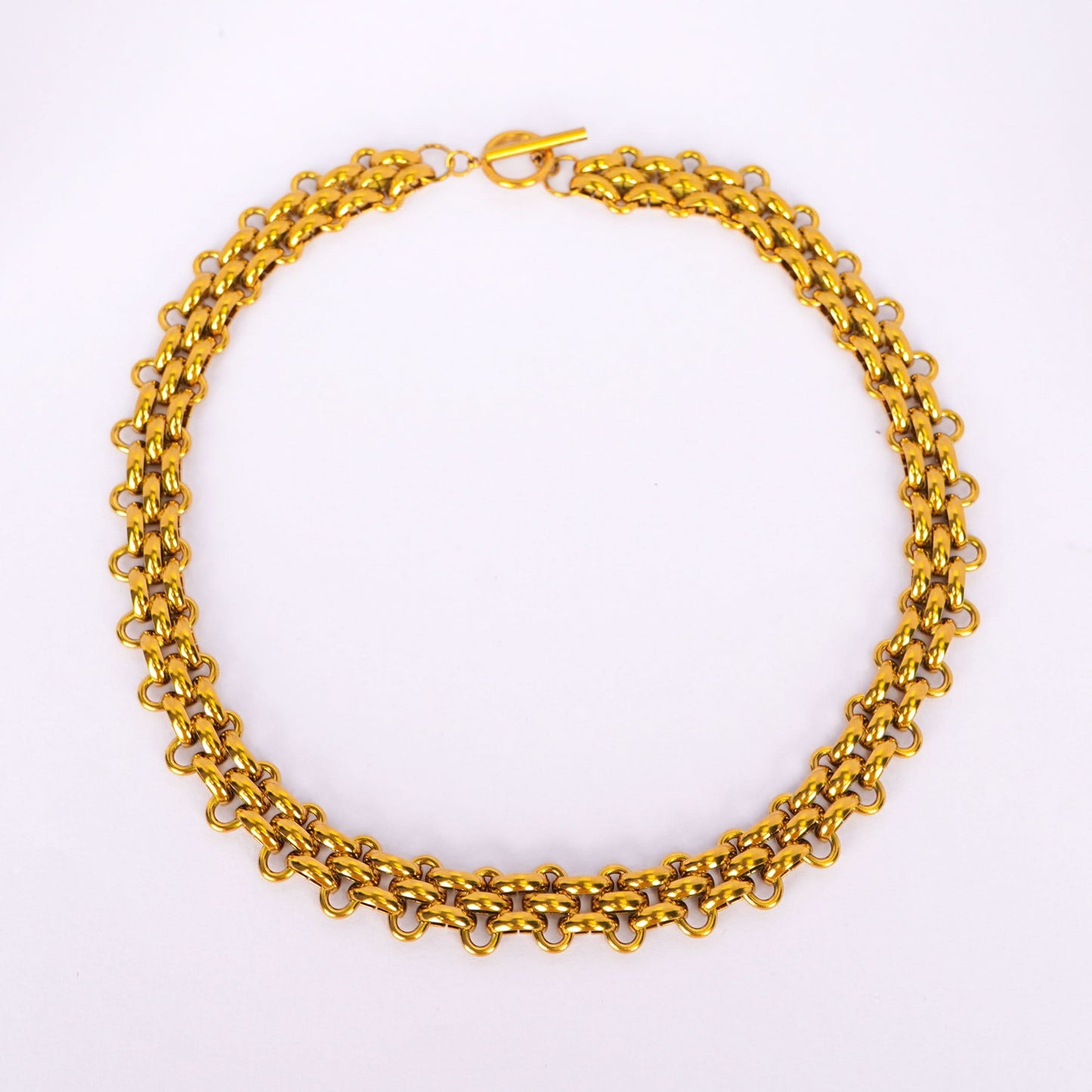 Classic Thick Gold Chain Necklace – bold Cuban-link 18K gold plated chain necklace for women-3