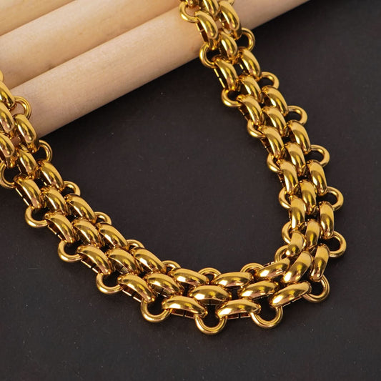Classic Thick Gold Chain Necklace – bold Cuban-link 18K gold plated chain necklace for women-4