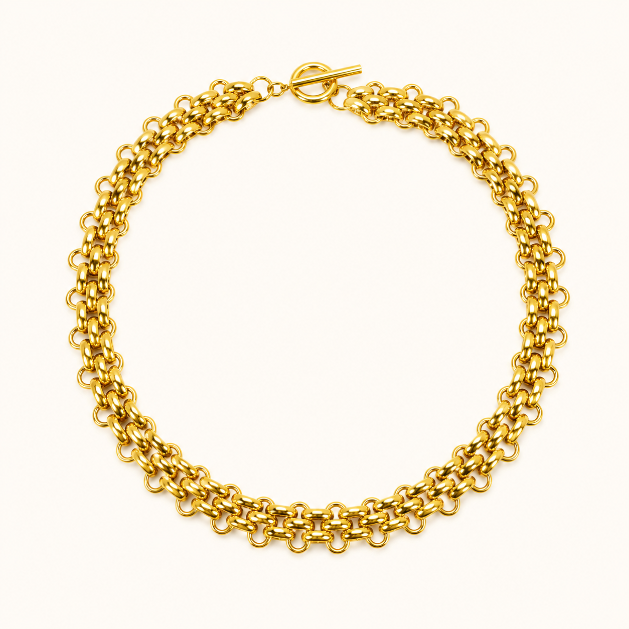 Classic Thick Gold Chain Necklace – bold Cuban-link 18K gold plated chain necklace for women