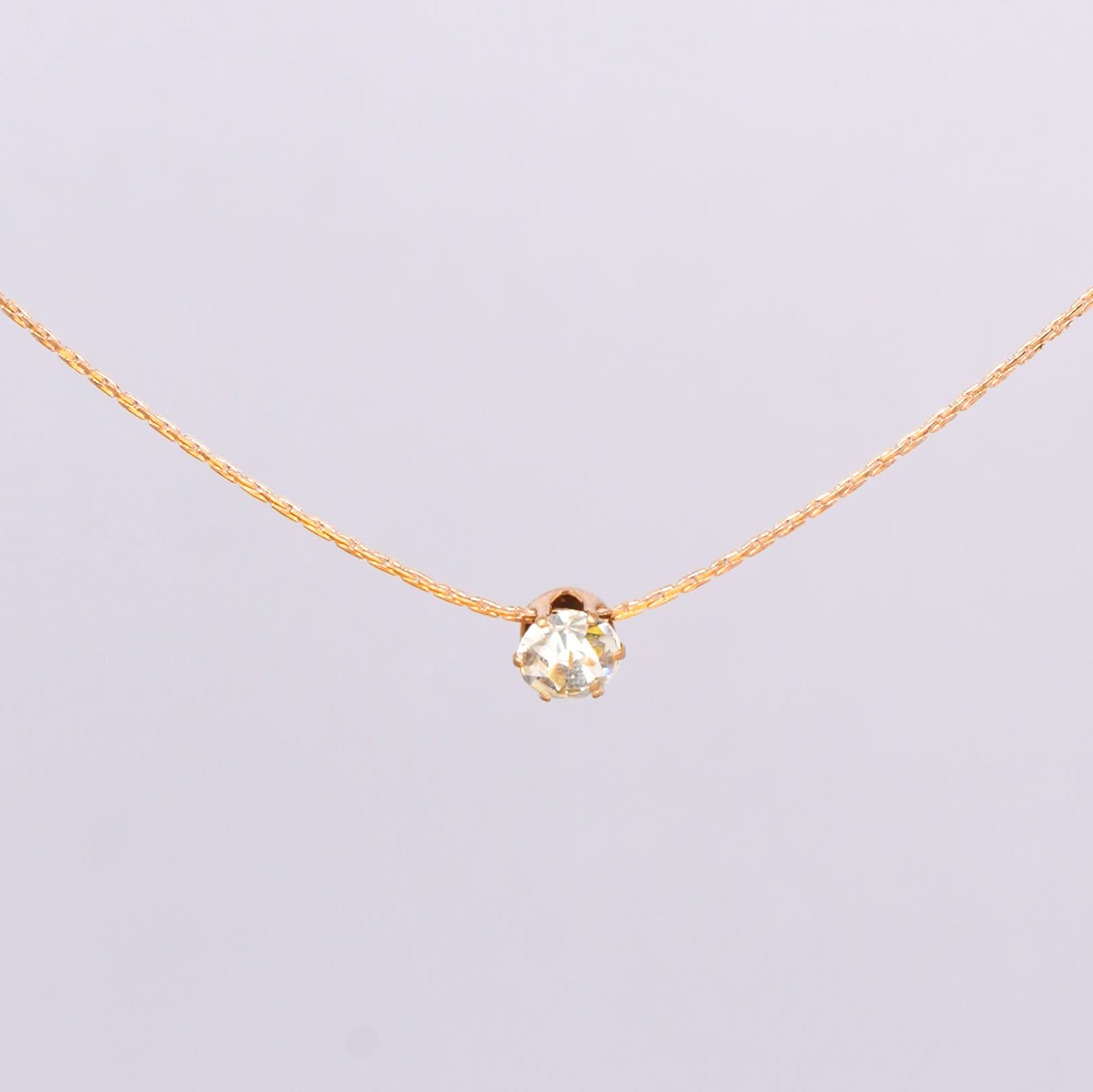 Classic White Zircon Glow Necklace – round white zircon pendant on a gold plated chain for women-2