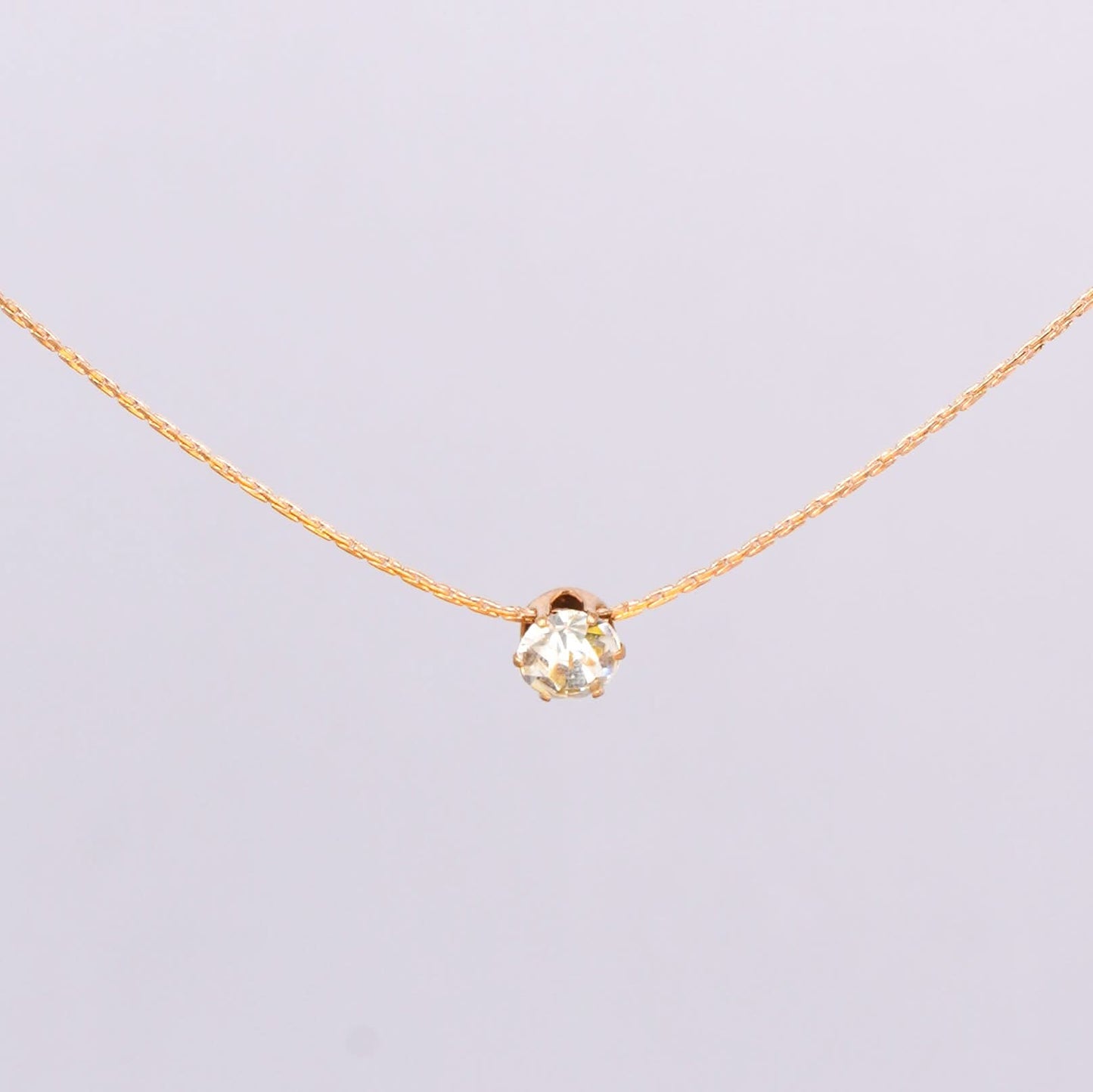 Classic White Zircon Glow Necklace – round white zircon pendant on a gold plated chain for women-2