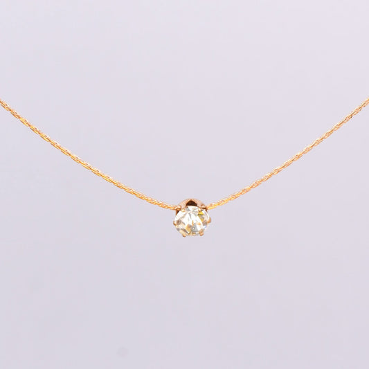 Classic White Zircon Glow Necklace – round white zircon pendant on a gold plated chain for women-2