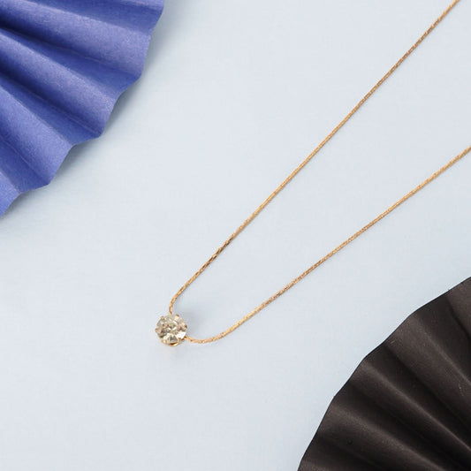 Classic White Zircon Glow Necklace – round white zircon pendant on a gold plated chain for women-4