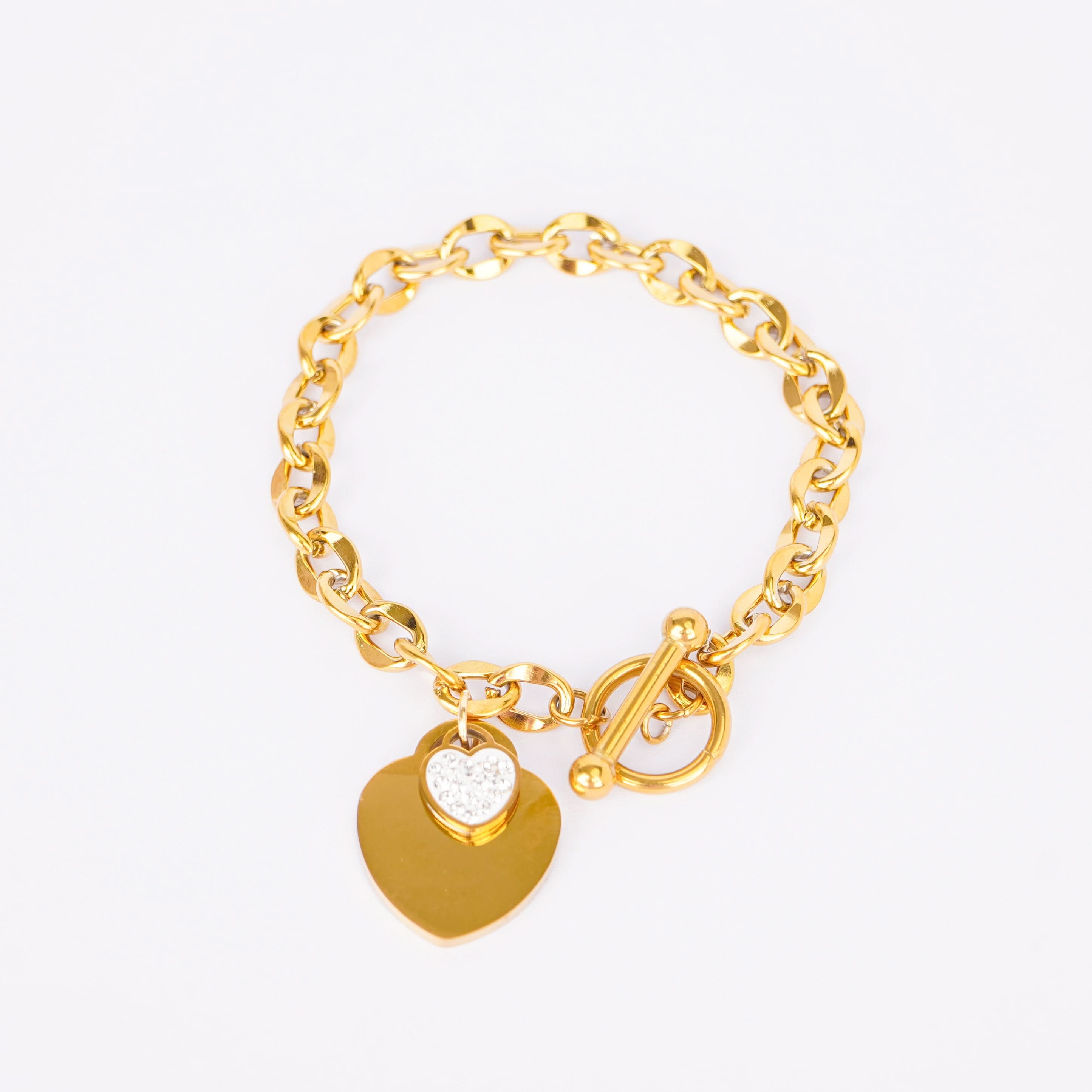 Color Pop Heart Accent Bracelet – vibrant heart-detail gold plated bracelet for women-2