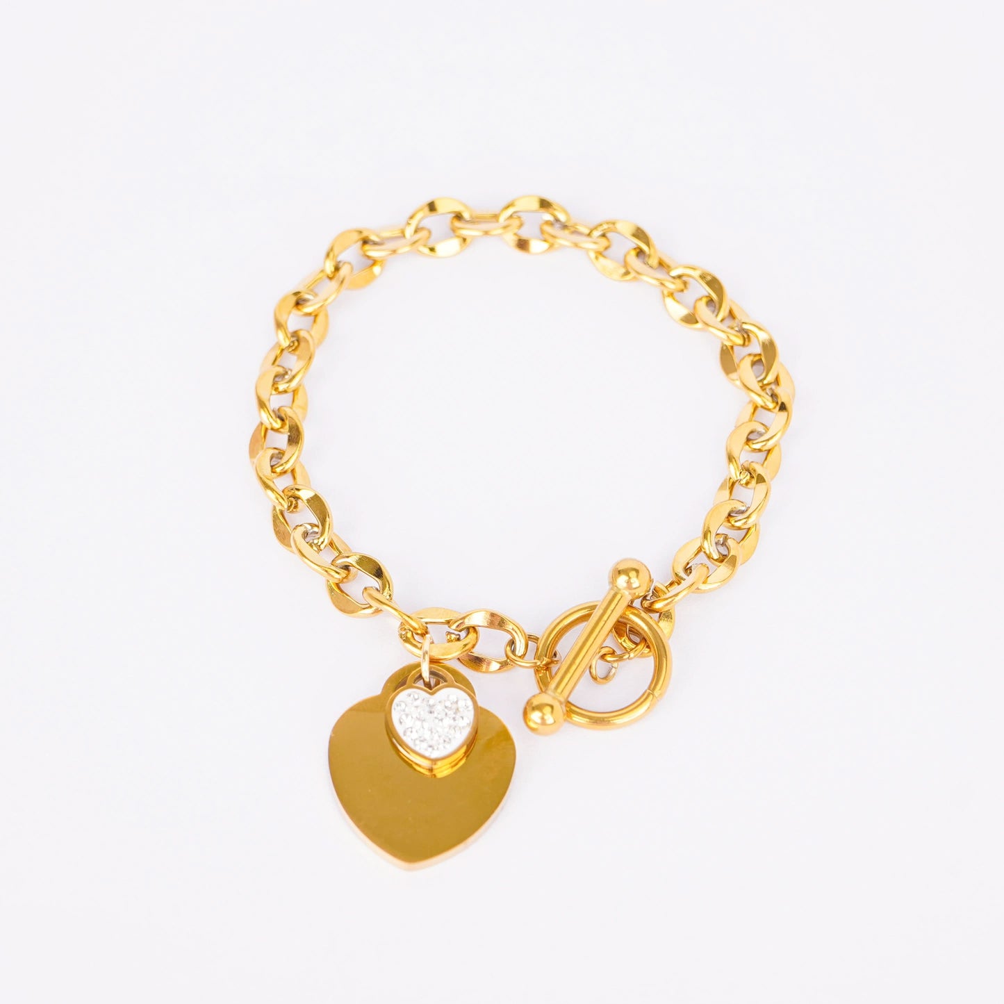 Color Pop Heart Accent Bracelet – vibrant heart-detail gold plated bracelet for women-2