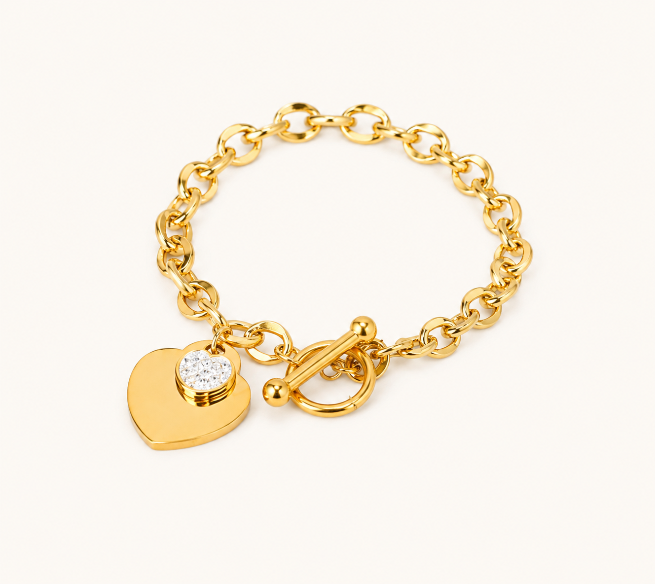 Color Pop Heart Accent Bracelet – vibrant heart-detail gold plated bracelet for women