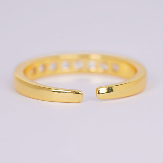 Cosmic Flex Statement Ring – Saturn orbit gold plated ring with floating crystal centre for women-3