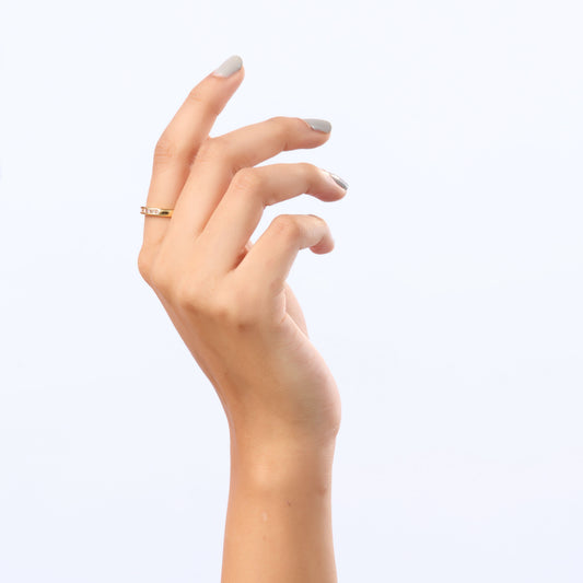 Cosmic Flex Statement Ring – Saturn orbit gold plated ring with floating crystal centre for women-4