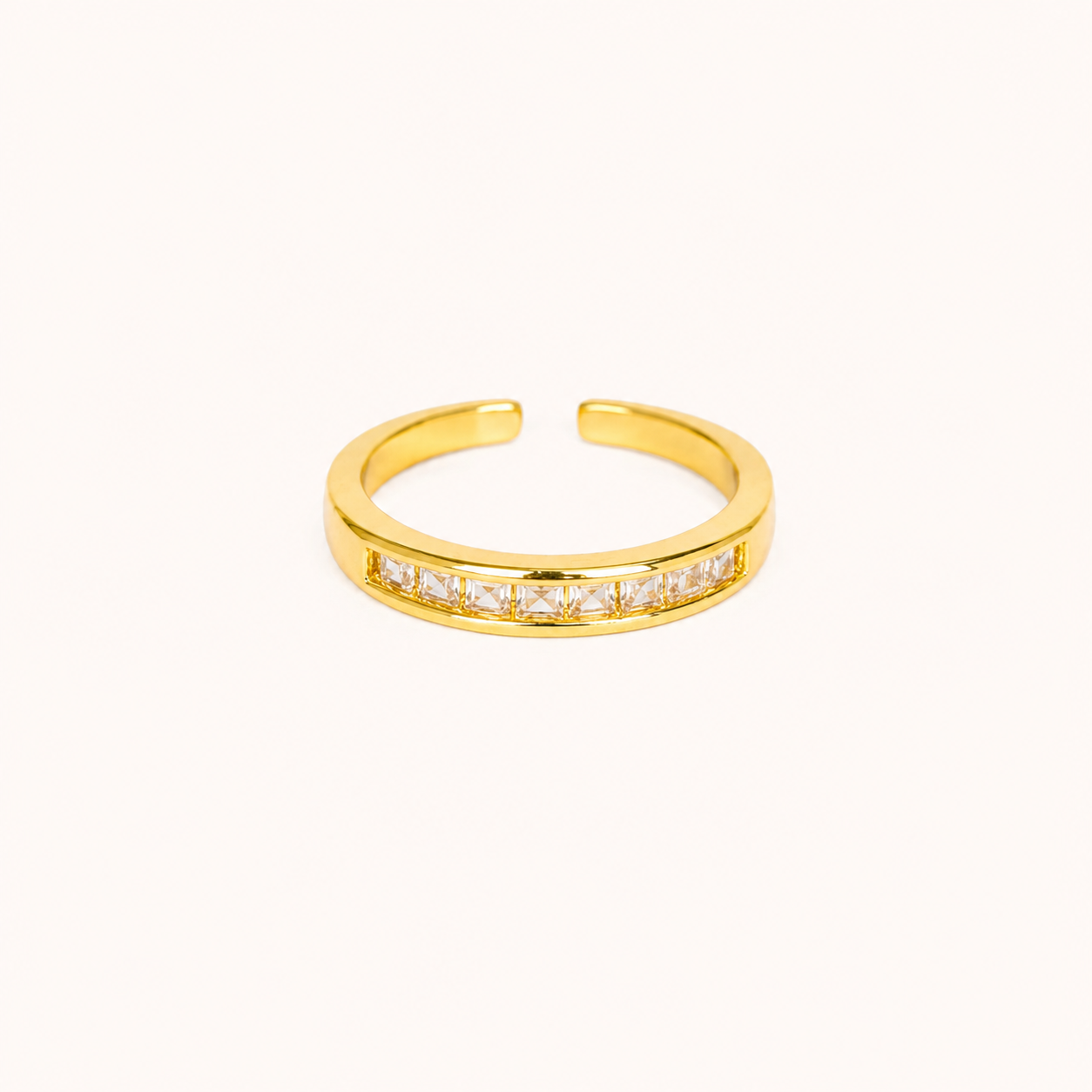 Cosmic Flex Statement Ring – Saturn orbit gold plated ring with floating crystal centre for women
