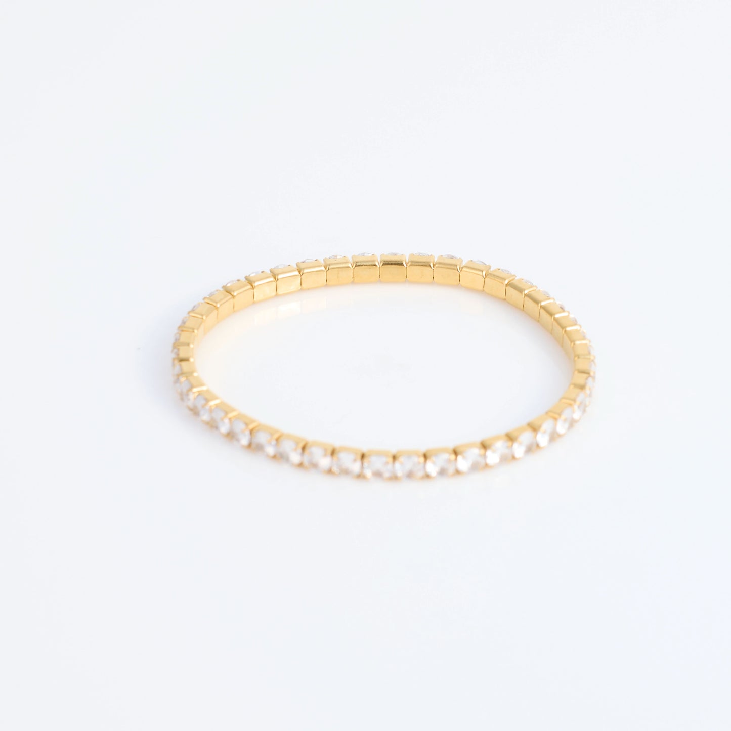 Crystal Tennis Gold Bracelet – single-row crystal tennis bracelet in 18K gold plated finish for women-3