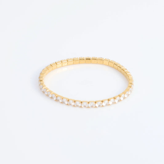 Crystal Tennis Gold Bracelet – single-row crystal tennis bracelet in 18K gold plated finish for women-3