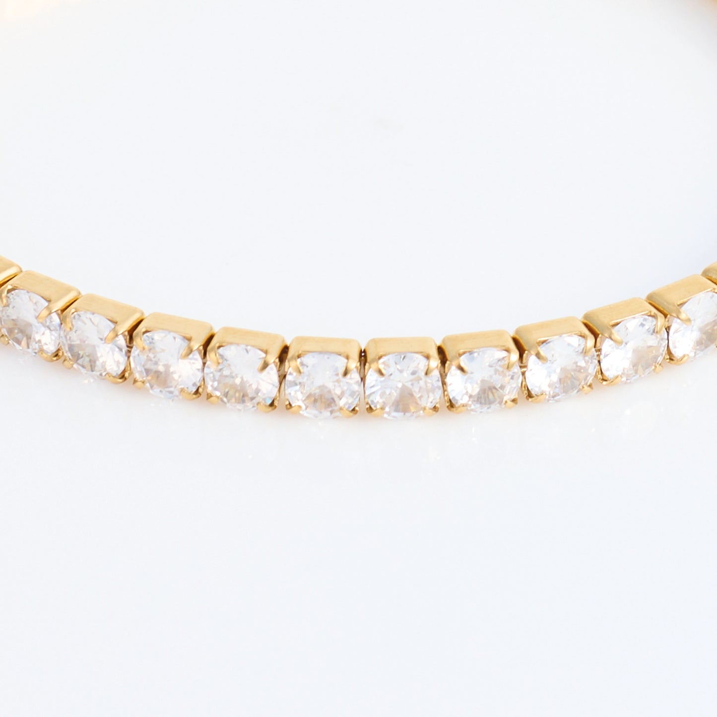 Crystal Tennis Gold Bracelet – single-row crystal tennis bracelet in 18K gold plated finish for women-4
