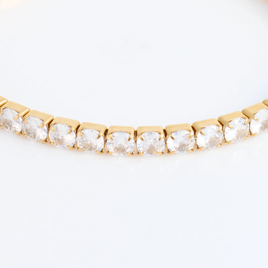 Crystal Tennis Gold Bracelet – single-row crystal tennis bracelet in 18K gold plated finish for women-4