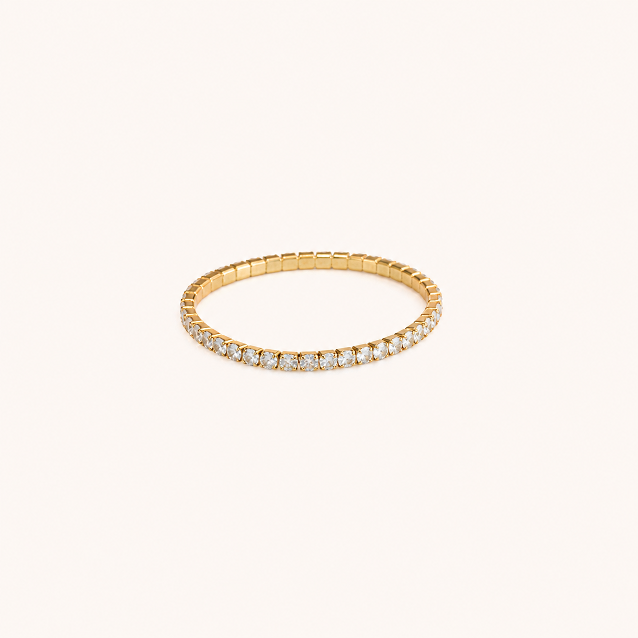 Crystal Tennis Gold Bracelet – single-row crystal tennis bracelet in 18K gold plated finish for women