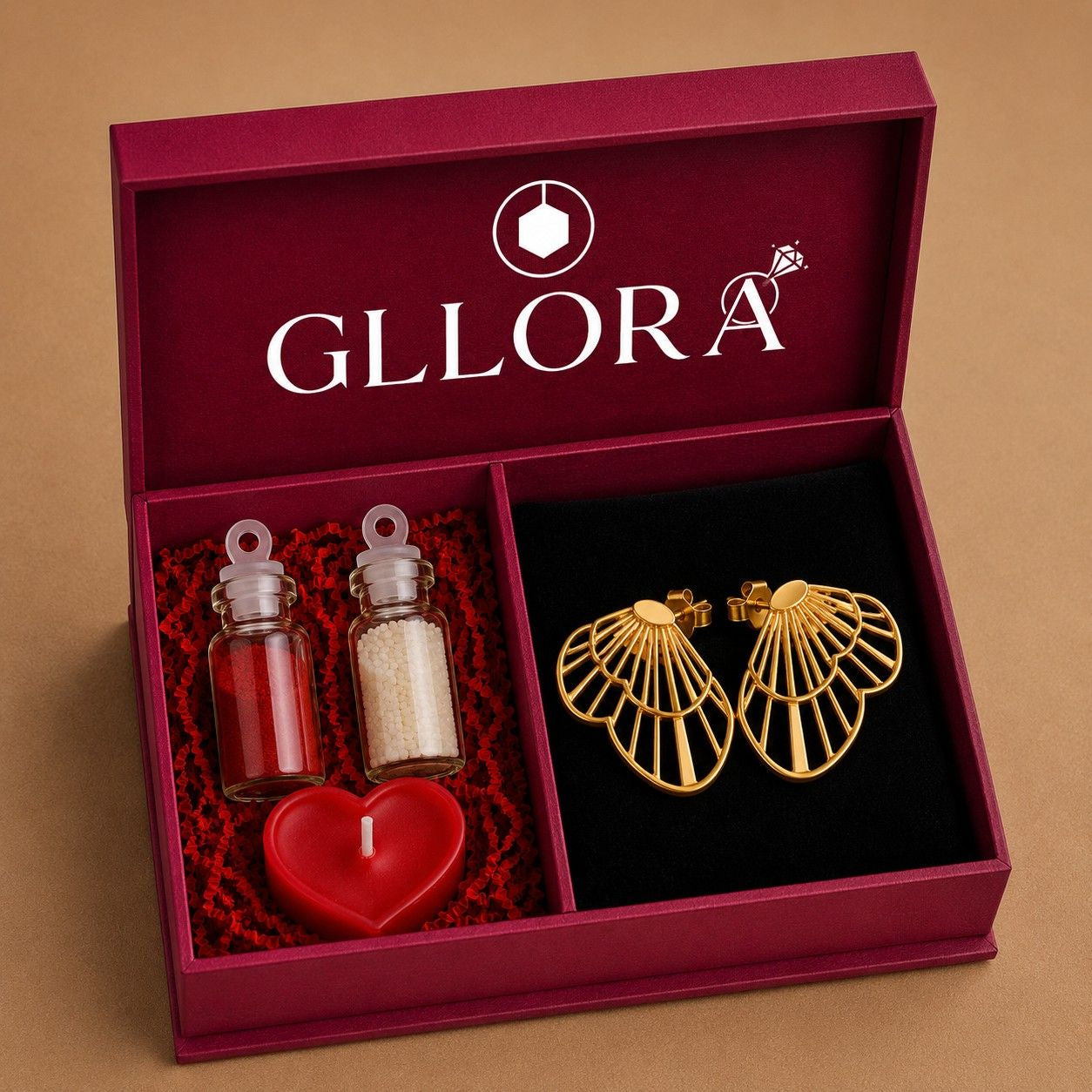 Cutwork Fan Drop Earrings – intricate fan-shaped cutwork drop earrings in 18K gold plated finish